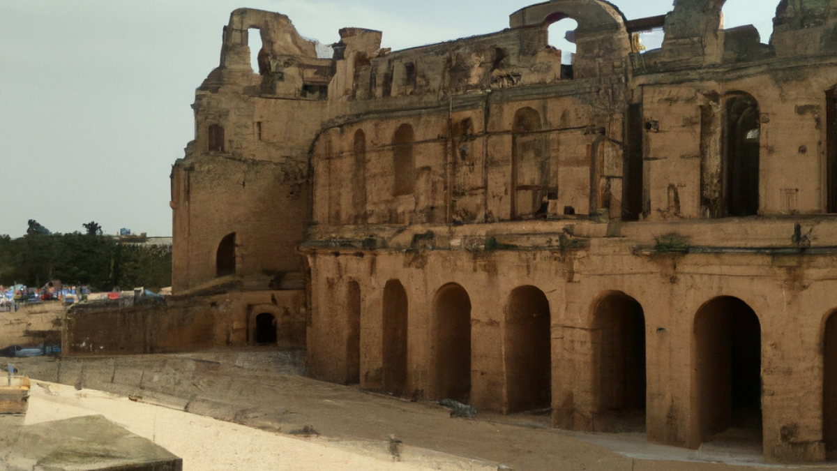 Dall e 2023 03 06 14 21 34 une belle image de l amphitheatre d el jem